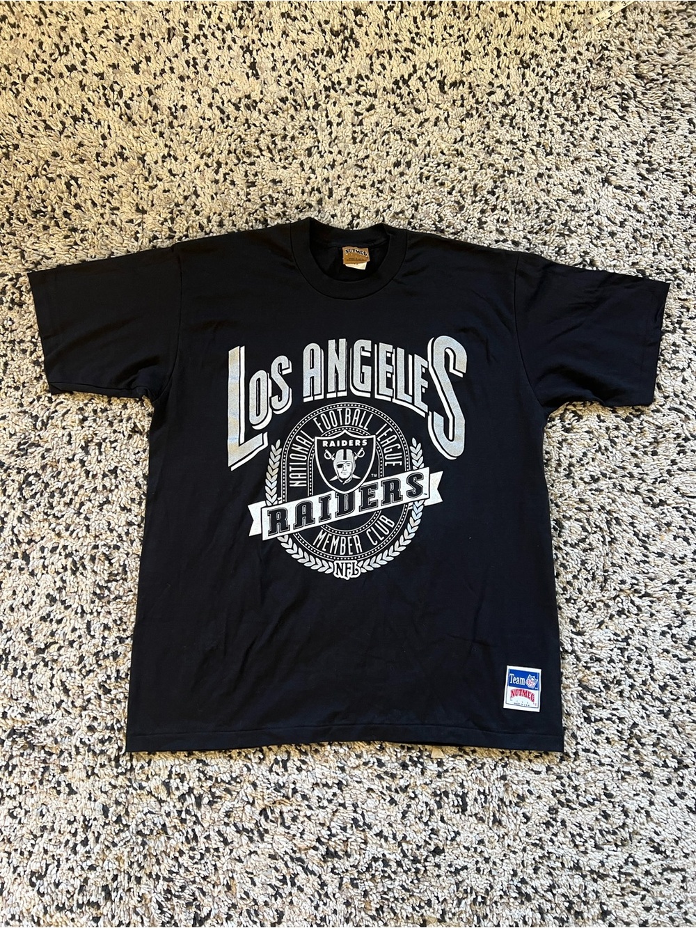 Vintage Nutmeg Mills Los Angeles Raiders Tee Shirt Black Single Stitch Large